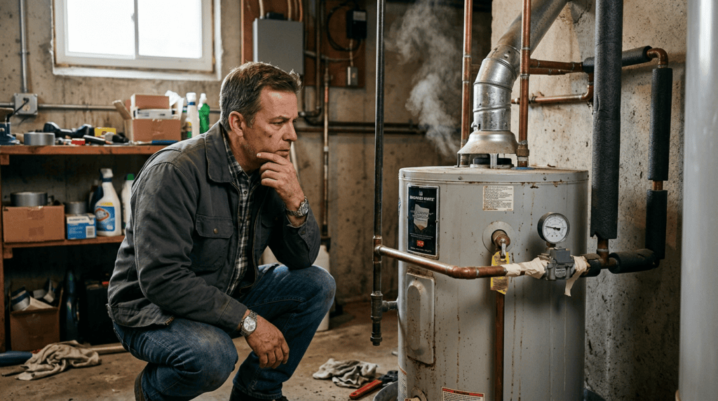 A residential water heater making noise due to sediment buildup, illustrating common causes homeowners should know.